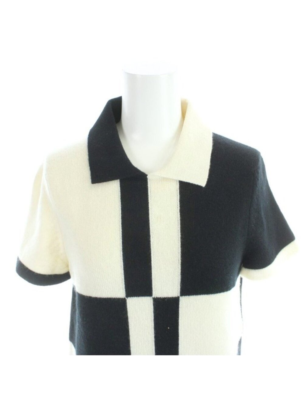 Chanel Polo Shirt Knit Cashmere Ivory Black MW - Picture 5 of 7